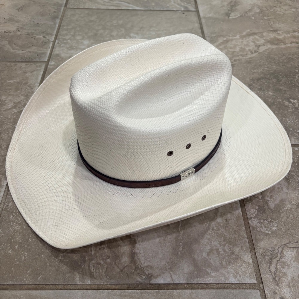 Resistol 20X Shantung Panama Straw Cowboy Hat George Strait Natural 7 3/8